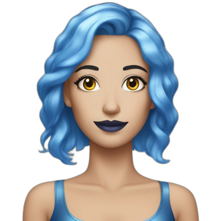 white women with short blue hair and glitter makeup emoji