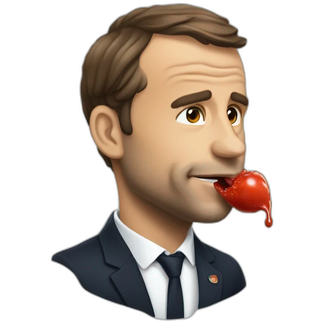 macron mange une sucette emoji