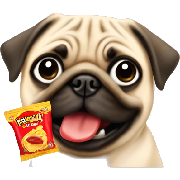 pug eating ketchup chips  emoji