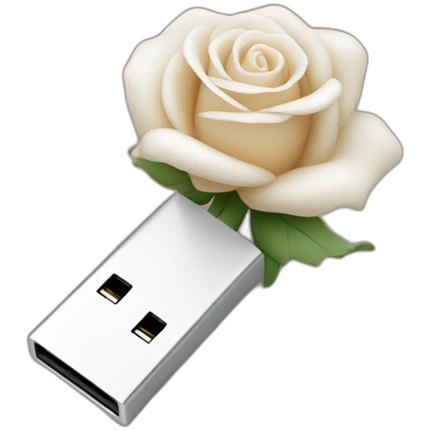 clé Usb avec une rose blanche emoji