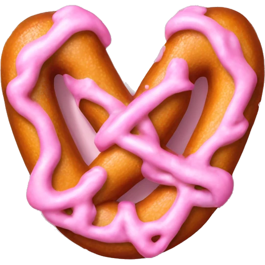 Realistic pink isolated salted pretzel winter emoji