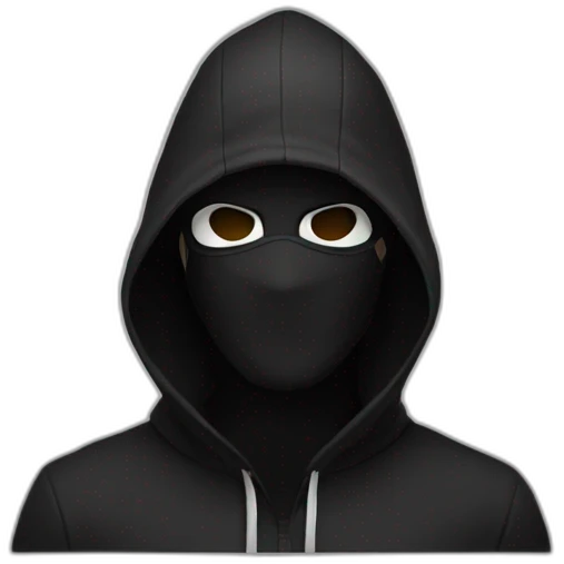 Guy White mask with black hood emoji