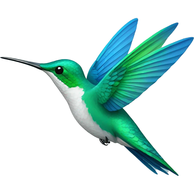 hummingbird sharp lines blue, green, white emoji
