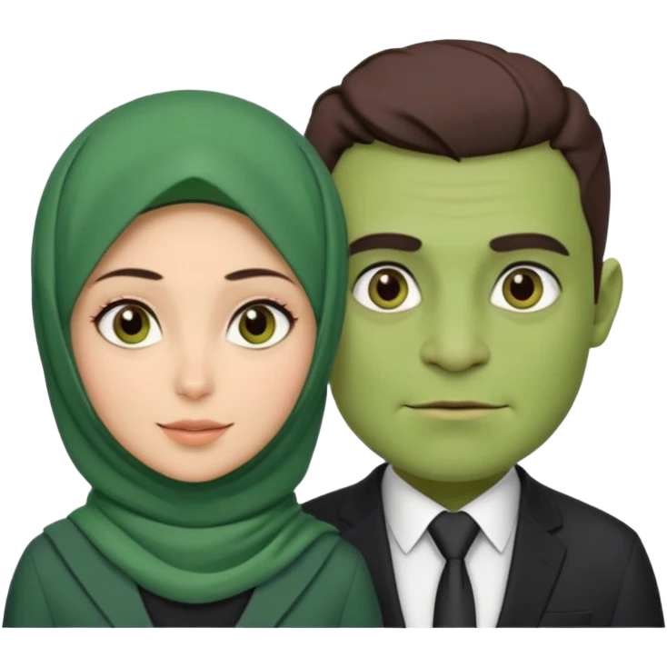 Pretty hijabi with brown eyes with ogre husband  emoji
