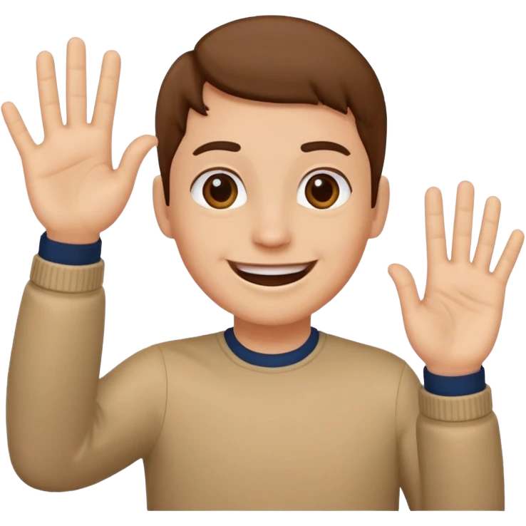 front facing smiling and waving (5 fingers) emoji