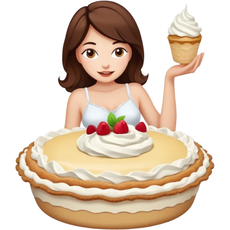 Female in panties sitting in a cream pie emoji