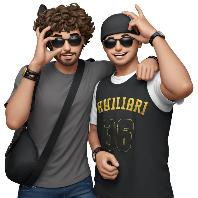 boys in stylish accessories emoji