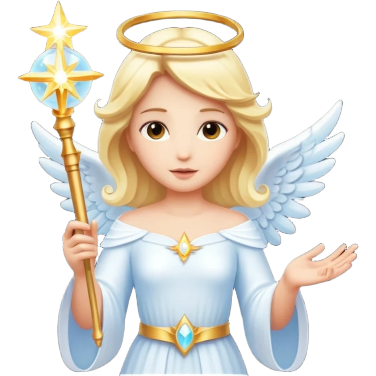 Angel Queen made of light with wand emoji