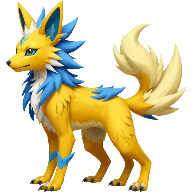 Feral Quadrupedal Digitigrade Luxray-Jolteon-Renamon-Zeraora-Vernid-Sergal-fusion-hybrid-creature, full body  emoji