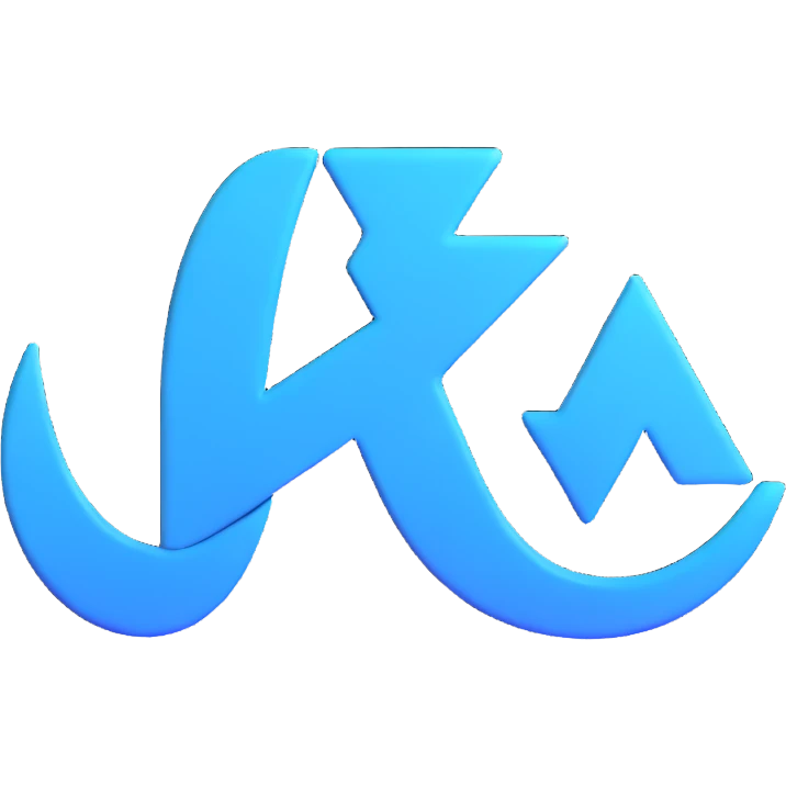 sleek blue and white 3D corporate logo emoji