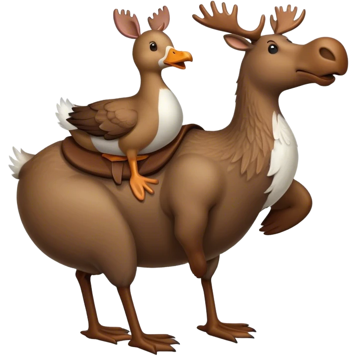 A goose riding a moose  emoji