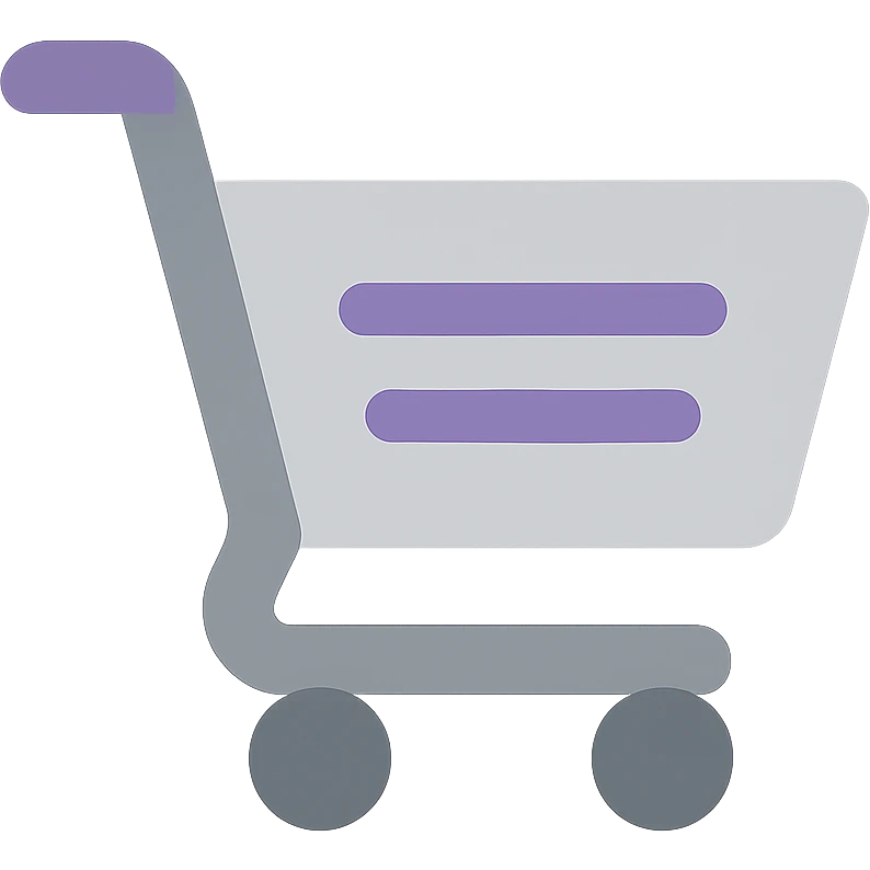shopping cart icon, minimalist style, featuring purple RGB accents emoji