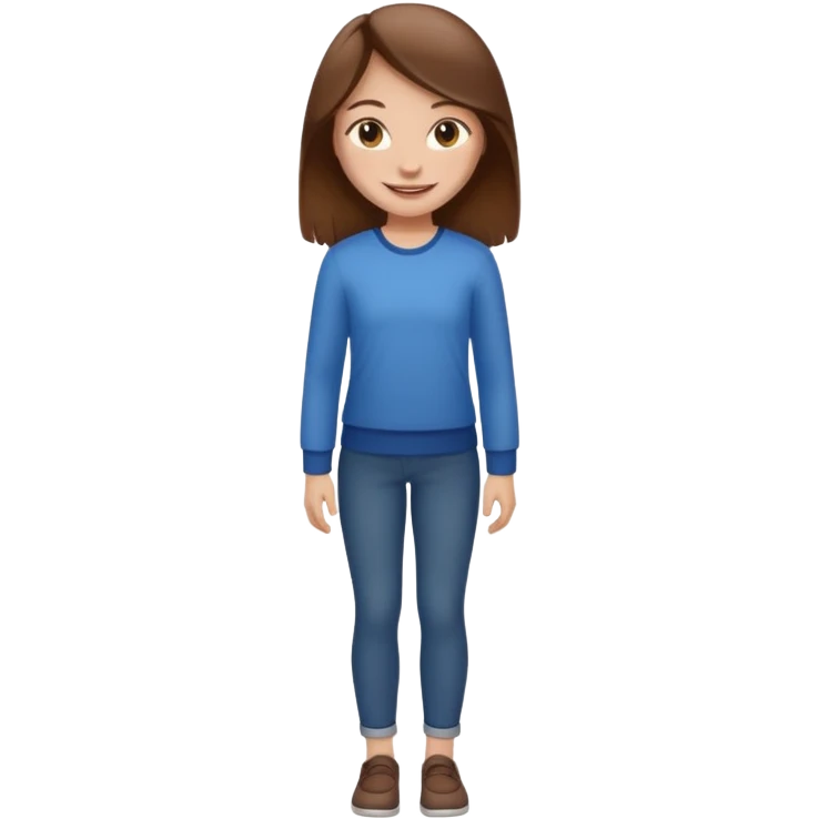 fille  en entier cheveux bruns long et lisse emoji