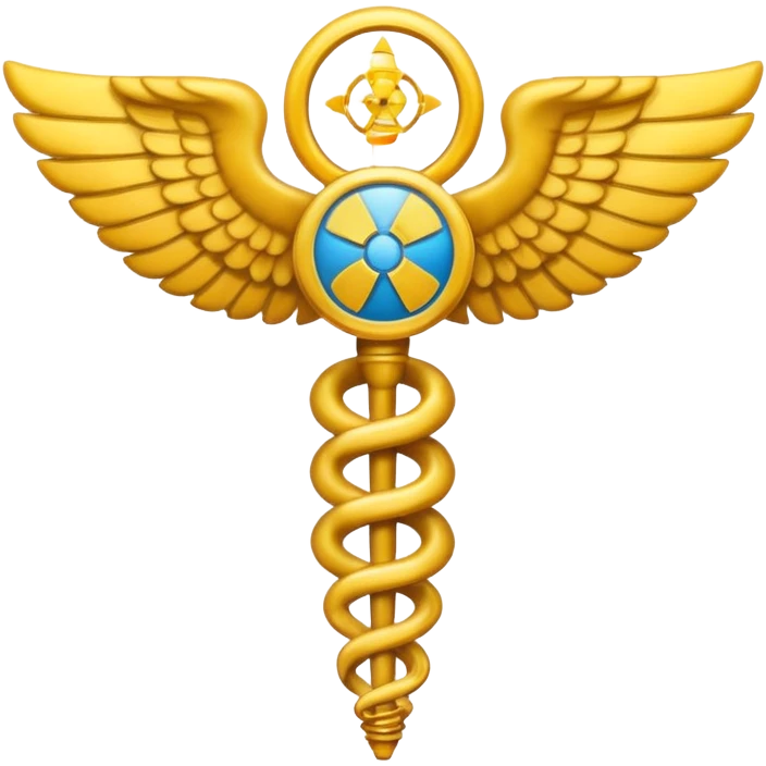 caduceus with radiation symbol emoji style emoji