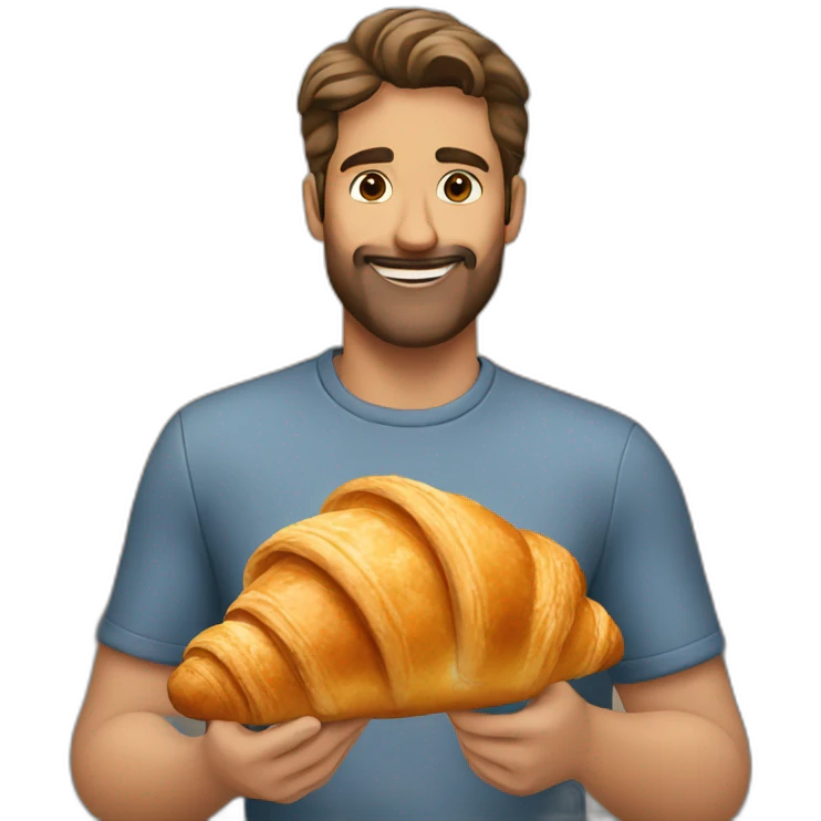 man holding a croissant emoji