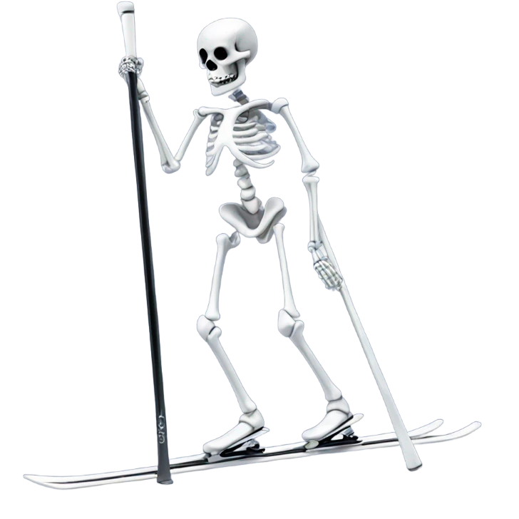 chrome skeleton in skis emoji