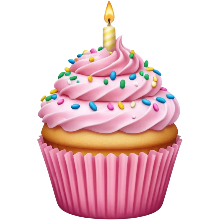  birthday Cupcake with pink icing emoji