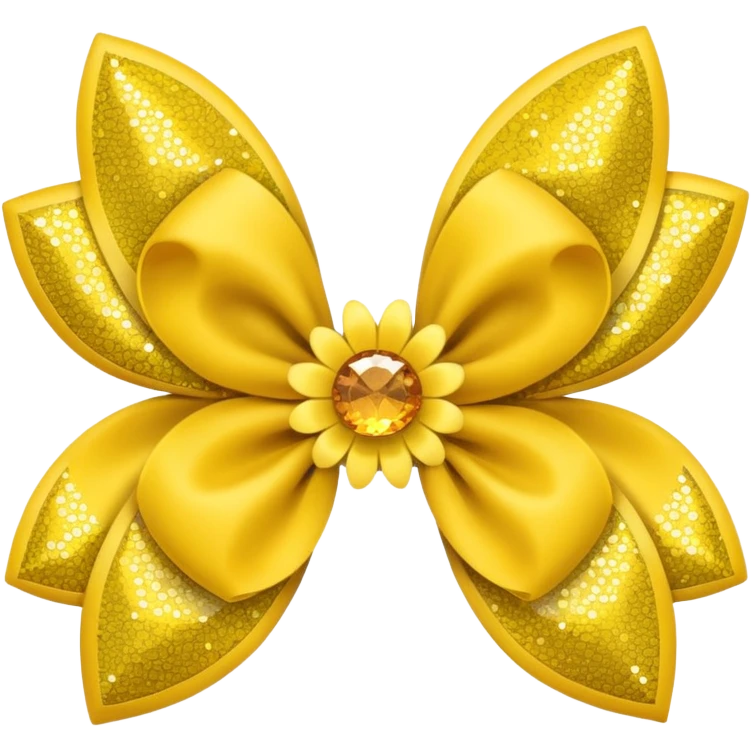 yellow flower bow with glitter emoji