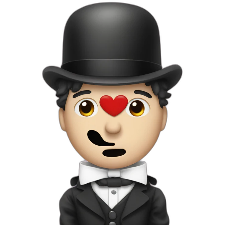 charlie chaplin with a red bandage on arm emoji