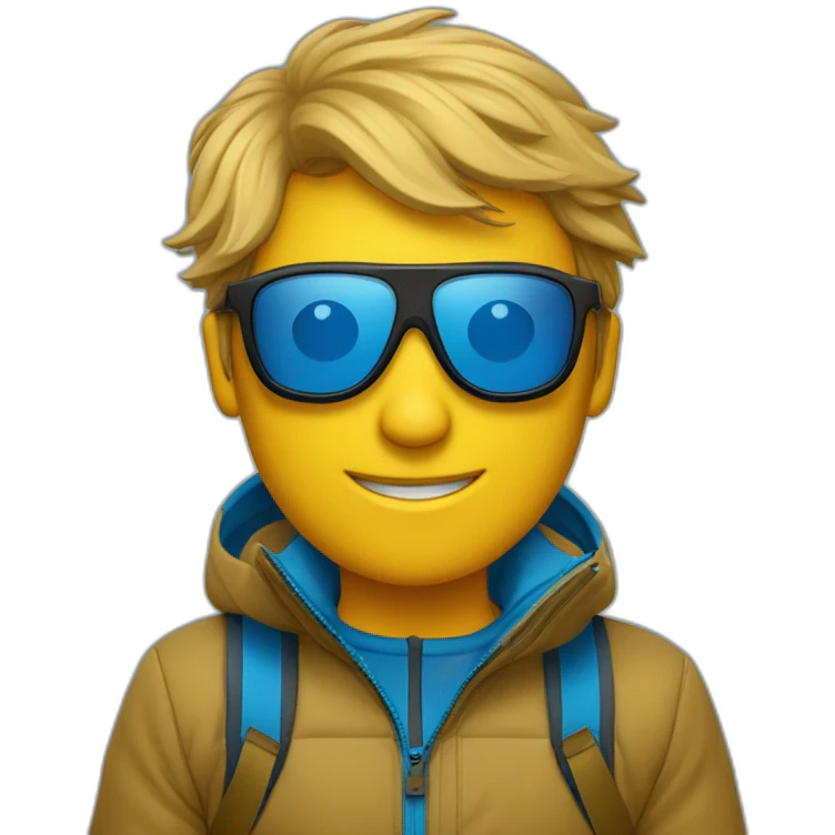 Un jeune homme avec les cheveux bleus et des lunettes de ski emoji