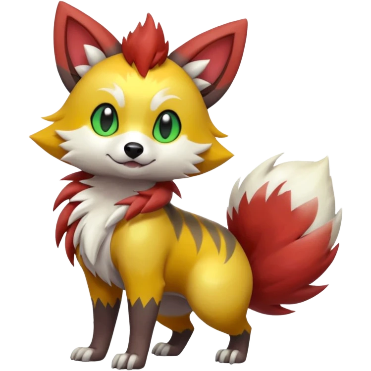 Green-Yellow-Mango-Gradients-colored Lycanroc-Furret-Zorua-Poochyena-fusion, full body emoji