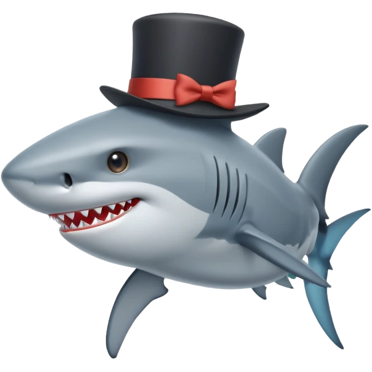 Shark with a top hat emoji