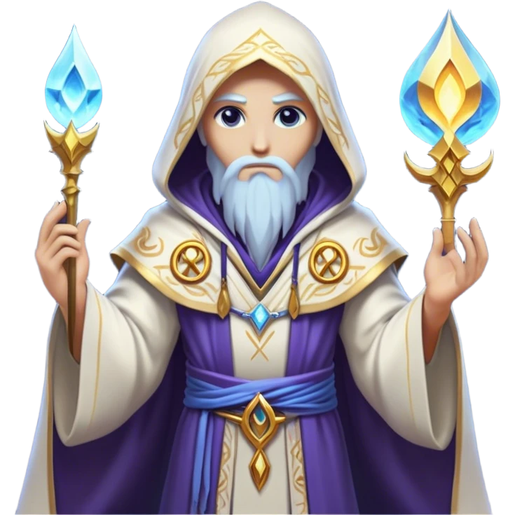 Clash of Clans aesthetic friendly Mage Portrait Emoji, With an enigmatic, slender build draped in flowing mystical robes adorned with arcane symbols, piercing eyes and a determined aura, his face rendered in a natural skin tone (not yellow), Simplified yet sharply defined features, highly detailed, glowing with a cool, otherworldly radiance, high shine, wise and resolute, stylized with an air of ancient sorcery, focused and mystical, soft glowing outline, capturing the essence of a powerful mage ready to unleash enchanted spells on epic adventures! emoji