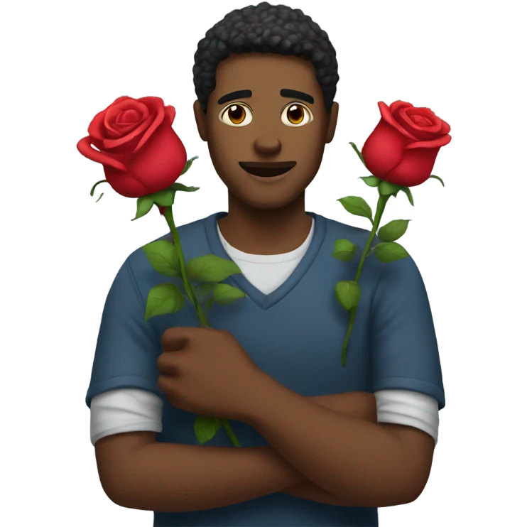 Man holding roses emoji