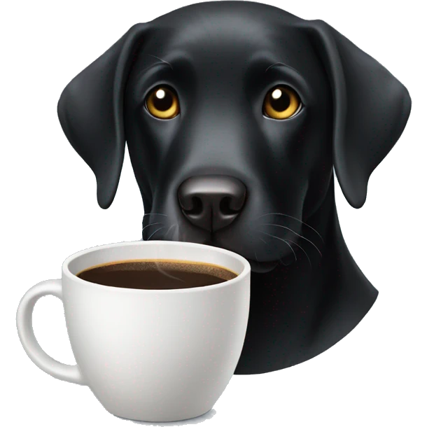 black labrador with a cup of coffee emoji