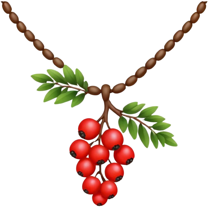rowan/mountain ash berries as necklace, simple emoji