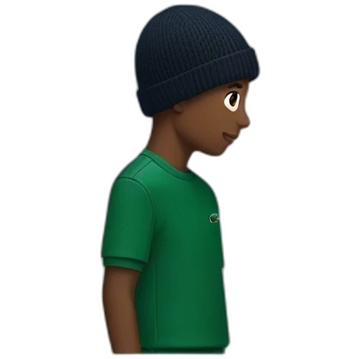 Black boy lacoste beanie with lacoste emoji