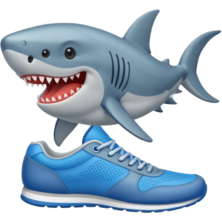 Un tiburón con zapatillas azules emoji
