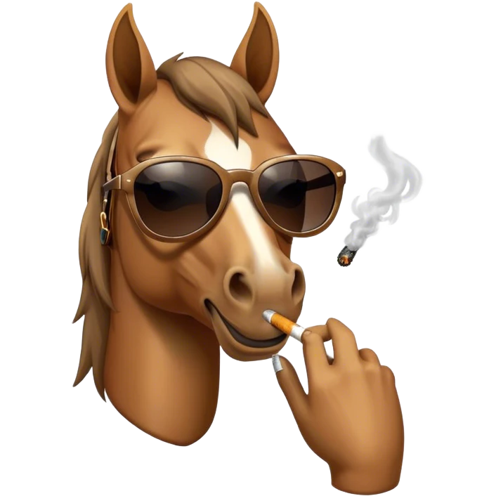 A horse with sunglasses smokinga cigarette  emoji