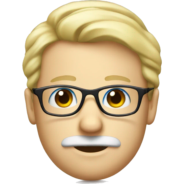 Blond moustache, eyeglasses and blue eyes emoji