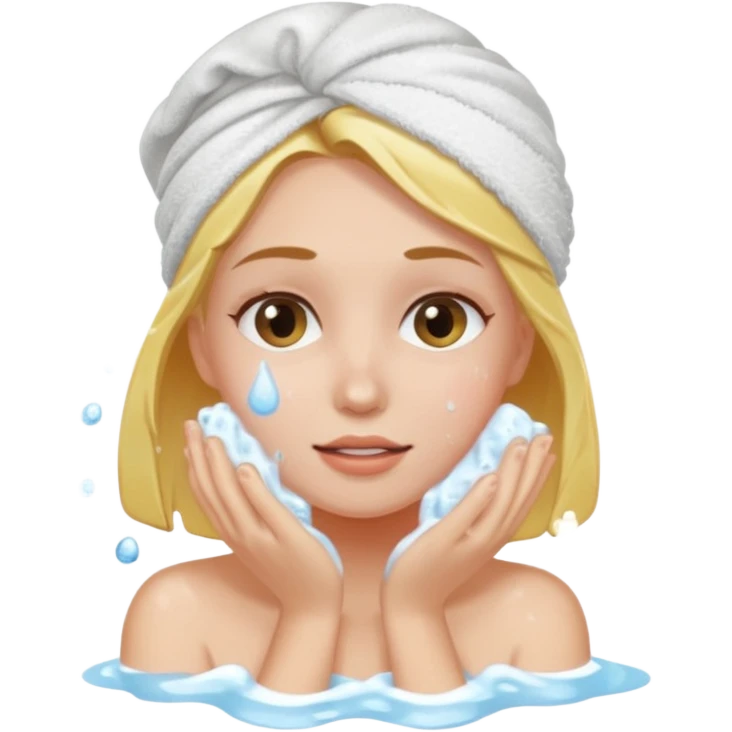 a female washing  her face emoji