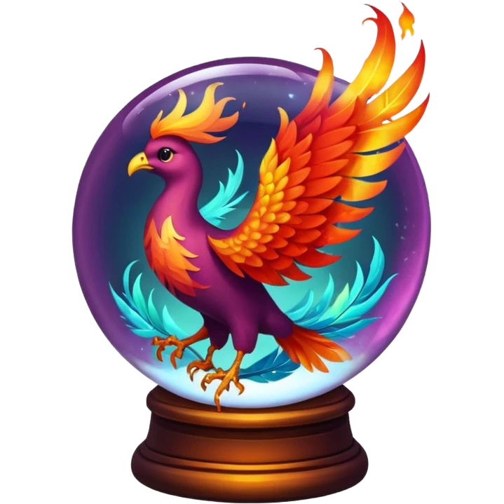 A phoenix inside a transparent crystal ball emoji