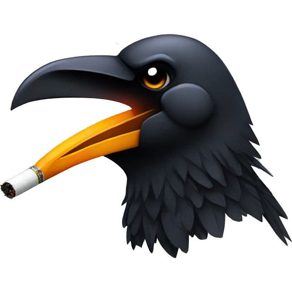 A crow smoking a rolled cigarette emoji
