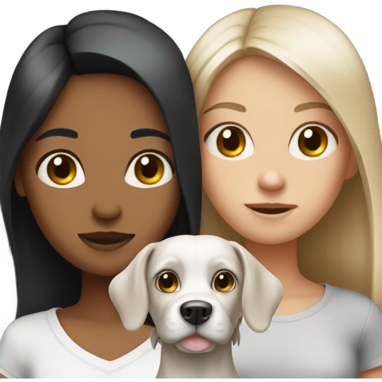 Skinny girl have two dogs that have black and white color emoji