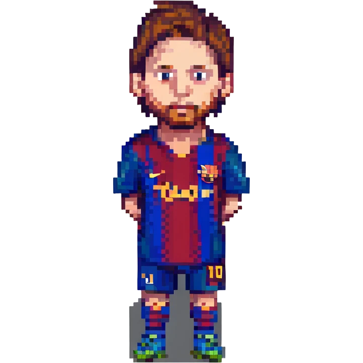 Lionel Messi, football legend, pixel art style emoji