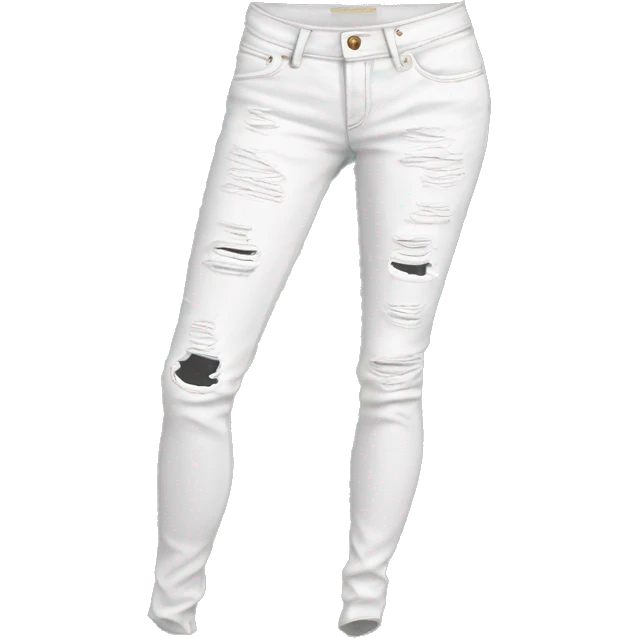 Realistic isolated pair of white distressed ripped fashion jean jegging pants. emoji