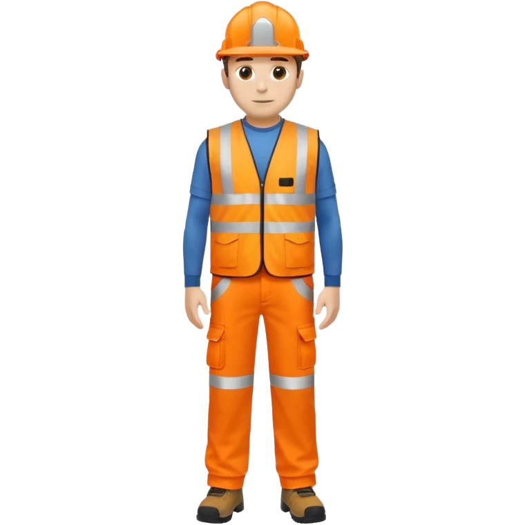 man in orange hi vis vest and chinos, no helmet, standing full body emoji