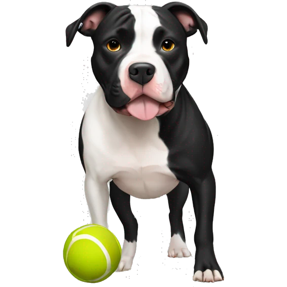 Black white Pit bull with ball emoji