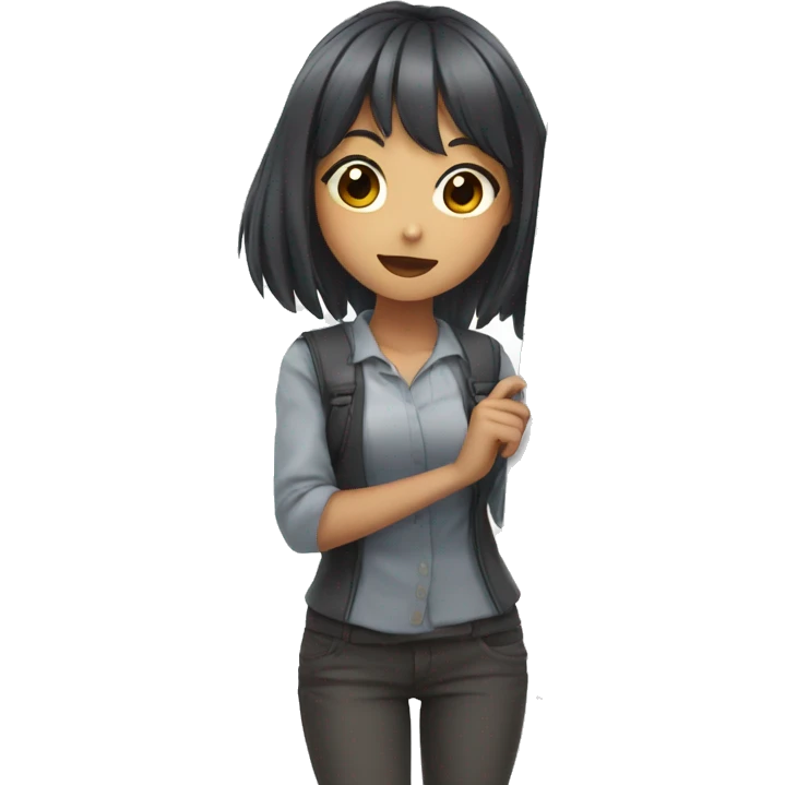 anime girl holding white board emoji
