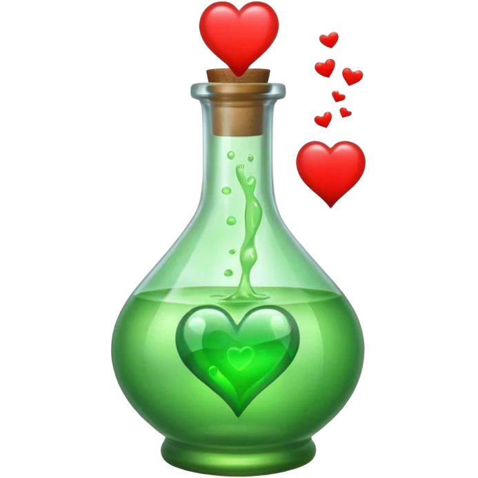 green potion and heart emoji