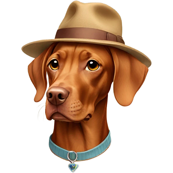Vizsla wearing a hat emoji