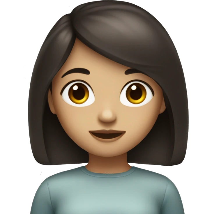 white with girl with dark bangs hair and brown eyes emoji