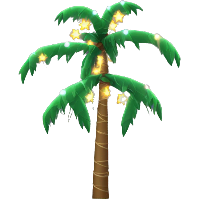 palm tree with christmas lights emoji