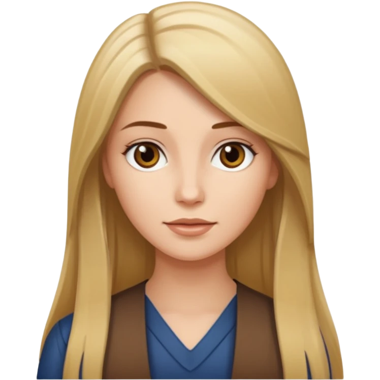 Mulher branca, cabelos longos liso castanhos com mexas loiro emoji