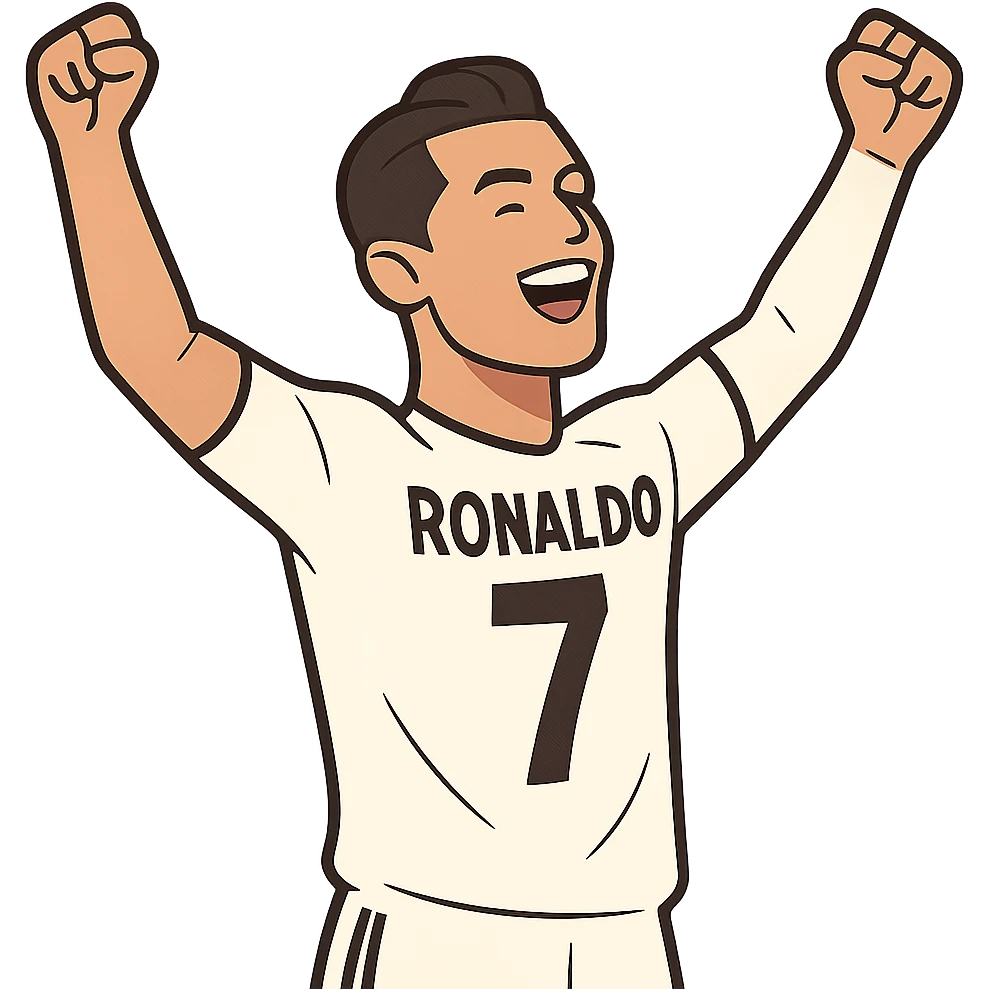 flat toon style Ronaldo celebrating emoji