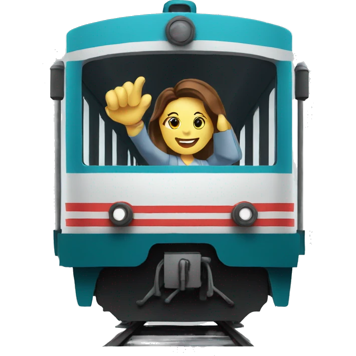 Train with lady waving emoji